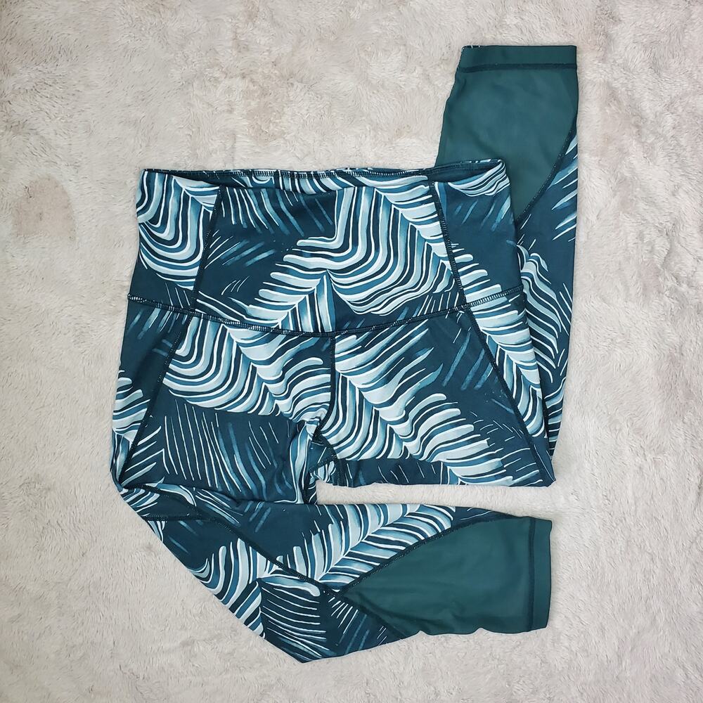 Zella Green Leaf Leggings Medium - Picture 6 of 9